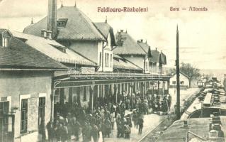 Székelyföldvár, Feldioara Razboieni, Razboieni-Cetate; Gara / vasútállomás, gőzmozdony / railway station, locomotive (EK)