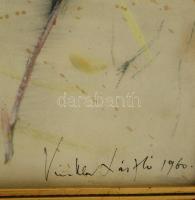 Vinkler László (1912-1980): Dunakanyar. Vegyes technika, papír, jelzett, foltos, üvegezett keretben,...