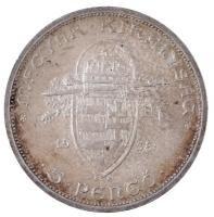 1938. 5P Ag "Szent István" T:1-,2 patina Adamo P8.1