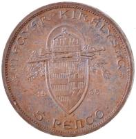 1938. 5P Ag "Szent István" T:1-,2 patina Adamo P8.1