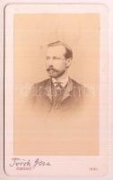 1868 Váradi Török Géza feliratozott, vizitkártya méretű fényképe, Auerbach Miksa aradi műterméből, 10,5x6 cm