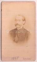 1868 Verebélyi Marzsó Lajos feliratozott, vizitkártya méretű fényképe, Schrecker I. pesti műterméből, 10,5x6 cm