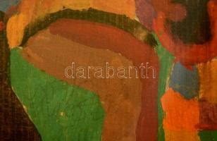 Cs. Németh Miklós (1934-2012): A ház előtt. Tempera, karton, jelzett, üvegezett keretben, 32×32 cm