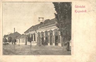 Kisjenő, Chisineu-Cris; Fő tér, Kaufmann-ház, Kaufmann Manó és Társa kiadása / main square, publisher house (r)
