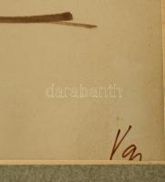 Vincze Győző (1925-2001): Vízparton. Tus, papír, jelzett, 36×56 cm