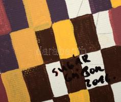 Sugár Gábor (1976- ): Puma. Akril-kollázs, vászon, jelzett, 70×50 cm