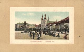 Marosvásárhely, Targu Mures; Széchenyi tér, piac, Dudutz, Breckner Vilmos és Izmáel Márton üzlete / market square, shops (EK)