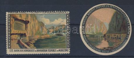 1910 Magyar Királyi Folyami-, és Tengerhajózás 2db ritka levélzáró