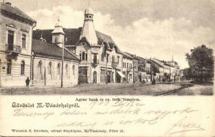 Marosvásárhely, Targu Mures; Agrár Bank, Evangélikus lutheránus templom; Weinrich S. felvétele / bank, church