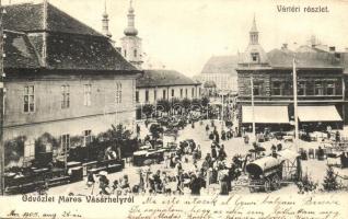 Marosvásárhely, Targu Mures; Vártér részlet, piac / market square (fl)