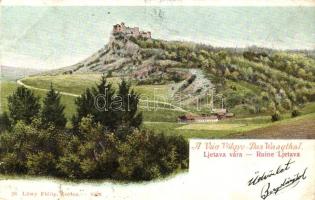 Vág-völgye, Ljetava vár, Löwy Fülöp kiadása / valley, castle (kis szakadás / small tear)