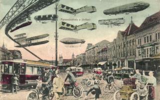 Marosvásárhely, Targu Mures; a jövőben, montázslap. Porjes S. Sándor kiadása / in the future montage