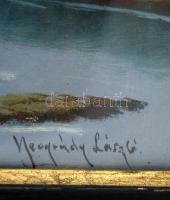 Neogrády jelzéssel: Vadász az úton. Olaj, vászon, üvegezett keretben, 60×80 cm