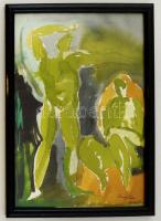 Nagy jelzéssel: Férfi és nő. Akvarell-ceruza, papír, üvegezett keretben, 30×20 cm