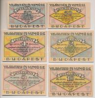 Budapest 1920. 20f + 50f + 1K + 2K + 5K + 10K "Világítási és Vízmű Rt." utalványok stecklapon T:I,I- Hungary 1920. 20 Fillér + 50 Fillér + 1 Korona + 2 Korona + 5 Korona + 10 Korona "Lighting and Waterworks Budapest" coupons C:UNC,AU Adamo BUC-298.1, BUC-298.2, BUC-298.3, BUC-298.4, BUC-298.5, BUC-298.6