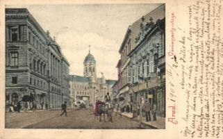 Arad, Vörösmarty utca, üzletek / street view with shops (fl)