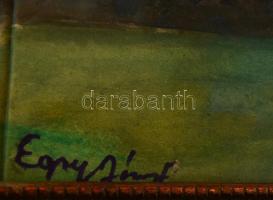 Egry jelzéssel: Naplemente. Akvarell, papír, üvegezett keretben, 22×32 cm