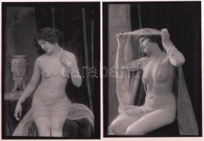 cca 1928 Demeter Károly (1892-1983) fényképész műtermi aktfelvétele, a szerző hagyatékában levő 2 db vintage negatívról készült mai nagyítás, 18x13 cm