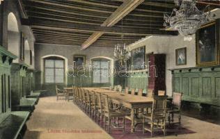 Lőcse, Levoca; Városháza tanácsterme, belső, Braun Fülöp kiadása / city hall council chamber, room interior
