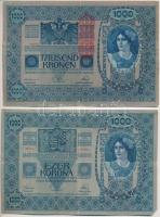 1902. 1000K (2x) egyiknek mindkét oldala német nyelvű, mindkettőn piros "DEUTSCHÖSTERREICH&quot...
