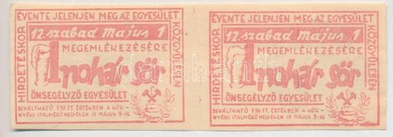 Dorog 1957. "Dorogi Bányászok Önművelő Egyesülete-12.szabad május 1." kupon egy pohár sörr...