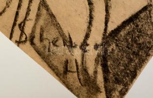 Scheiber jelzéssel: Nő pultnál. Szén, papír, 34×32 cm