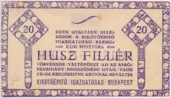 Budapest ~1920. 20f "Kikötőépítő Igazgatóság" sorszám nélkül T:I- kis fo.
Adamo BUC-124.3...