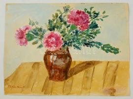 Kiss jelzéssel: Virágcsendélet. Akvarell, papír, 24×32 cm