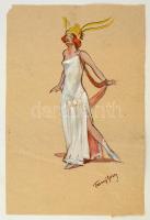 Faragó jelzéssel: Primadonna. Vegyes technika, papír, 38×24 cm