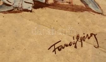 Faragó jelzéssel: Primadonna. Vegyes technika, papír, 38×24 cm