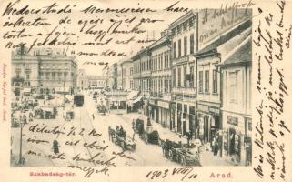 Arad, Szabadság tér, piac. hamis felbélyegzéssel / market square. Forged postmark