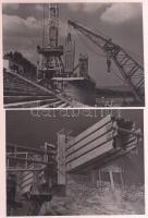 cca 1964 Budapest, épül az új Erzsébet híd, korabeli felvételek mai nagyítása, 6 db fénykép, 12x16 cm