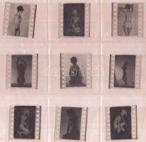 cca 1965 Aktfotók tétele, 9 db szabadon felhasználható diapozitív kép, 36x24 mm