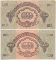 1944. 100P (2x) piros festék elszíneződésekkel T:I-,III