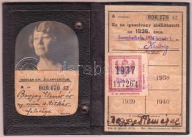 1936 A Magyar Királyi Államvasutak félárú jegy váltására jogosító fényképes igazolványa