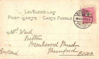 1898 Budapest, korzó, látkép, Grand Hotel Hungária, Czettel és Deutsch floral litho (ragasztónyom / ...