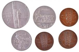 Olaszország 1914-1936. 5c-2L (6xklf) közte 1936R 5c Cu, 1924R 2L Ni T:2,2- Italy 1914-1936. 5 Centesimi - 2 Lire (6xdiff) including 1936R 5 Centesimi Cu, 1924. 2 Lire Ni C:XF,VF