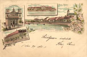 1899 Vác, Nagytemplom, Fegyintézet, Siketnéma intézet, Ottmar Zieher floral litho (Rb)