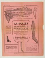 1909 Nagyenyedi harisnyagyár árjegyzéke, kissé szakadt állapotban, 30 x 24 cm + reklámlap és árjegyzék rendelő levelezőlap