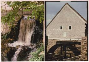 cca 1983 Csopak, vízimalom, 9 db szabadon felhasználható vintage diapozitív felvétel (24x36 mm) és 4 db mai nagyítás, 18x13 cm