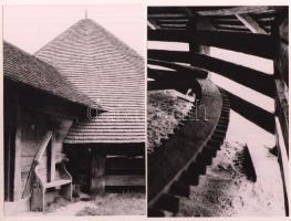 cca 1982 Tarpa, járgányos tiprómalom (szárazmalom, taposómalom) kívül-belül, 4 db szabadon felhasználható vintage negatív (24x36 mm) és az ezekről készült 4 db mai nagyítás, 10x15 cm