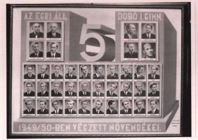1950 Eger, a Pedagógiai Gimnázium végzős növendékei, kistabló 42 nevesített portréval, a Fotó-GRÁF műteremben készült vintage üveglemez negatív mai nagyítása, 18x25 cm