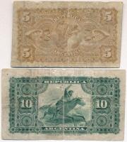 Argentína 1884 (1883). 5c + 10c T:III- tűly., kis szakadás, fo.
Argetina 1884 (1883). 5 Centavos + ...