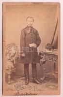 1866 Pieler Mátyás kaboldi lelkész feliratozott, vizitkártya méretű fényképe Rupprecht Mihály soproni műterméből, 10x6,5 cm