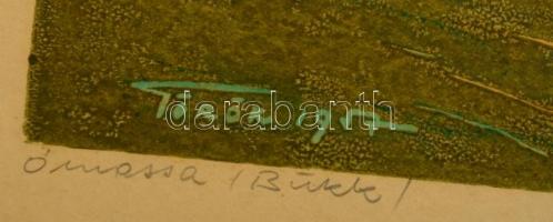 Török Endre (1926-1980): Ómassa (Bükk). Színes linó, papír, jelzett, 35×24 cm