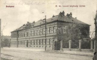 Budapest XII. M. kir. Honvéd Helyőrségi és közrendészeti kórház, a hátoldalon a kórház pecsétjével, Schäffer Ármin kiadása