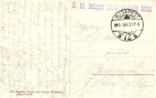 Budapest XII. M. kir. Honvéd Helyőrségi és közrendészeti kórház, a hátoldalon a kórház pecsétjével, ...