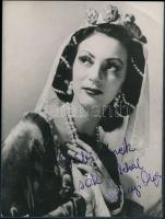 Szőnyi Olga (1933-2013) operaénekesnő dedikcáiója egy őt ábrázoló fotón, kartonra ragasztva, 12x9 cm. / autograph signature