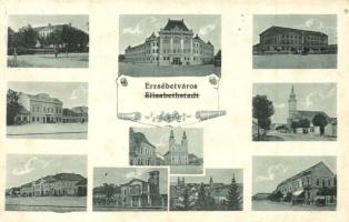 Erzsébetváros, Dumbraveni; látkép, templom, laktanya, Loydl T. kiadása / church, barrack, general view (EK)