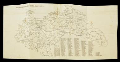 cca 1940 Magyarország főközlekedési közútvonalai, lépték nélkül, Bp., Klösz, 30×60 cm